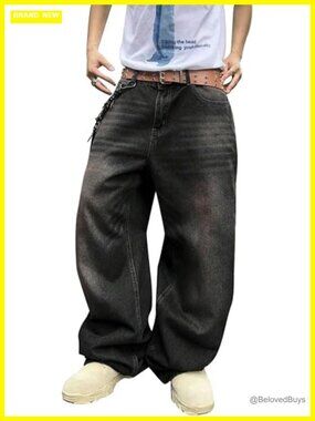 85% Cotton Y2k Skater Wide Leg Jeans Unisex Baggy Denim Pants